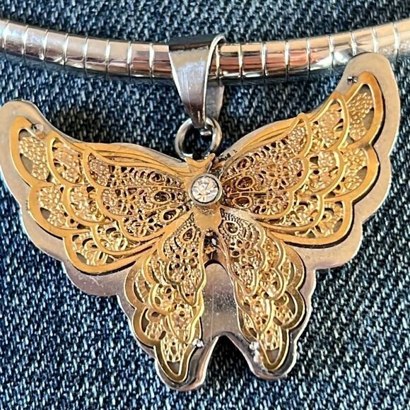 Karis Stainless Steel Butterfly Necklace - Picture 6 of 11